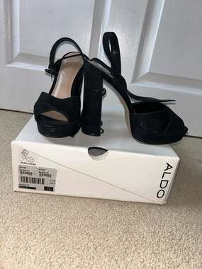 ALDO Kalissi-93 Black Suede Platform Heels